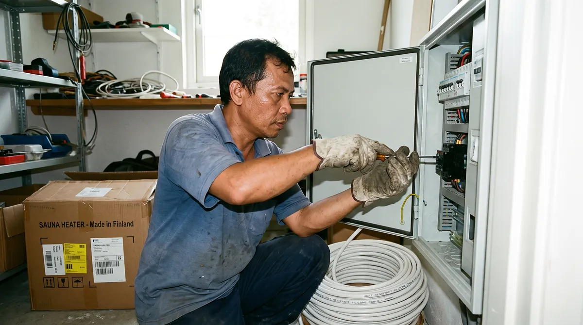 Pemasangan breaker dan kabel tahan panas sauna